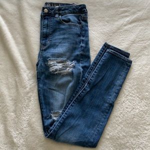 American Eagle distressed super high-rise jeggings